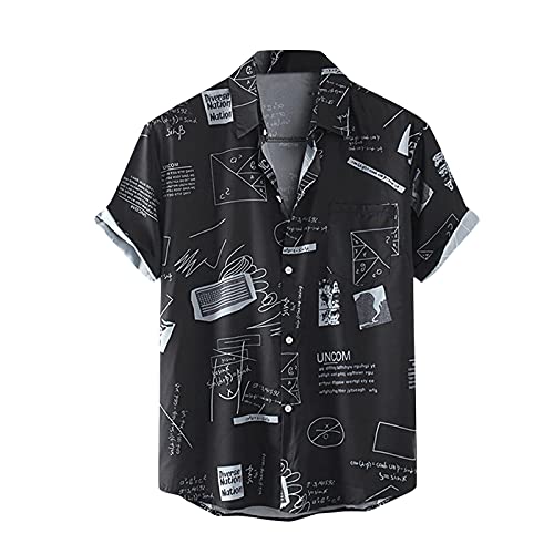 BIBOKAOKE Herren Hemden Kurzarm Sommer Japanischer Stil Bedrucktes Hemd Dünne Freizeithemden Atmungsaktivität Henley Shirt Alltag ArbeitsHemd Urlaub Casual Strandhemd Männer Basic Hemd von BIBOKAOKE