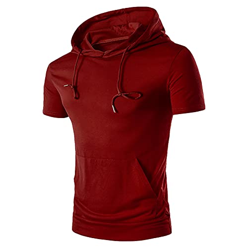 BIBOKAOKE Herren Hoodie T-Shirt Sommer Kurzarm mit Kapuze Workout Sport Fitness Kapuzenpullover Shirts Mode Einfarbig Muscle Shirt Freizeithemden Sweatshirt Männer Sport Shirts Hoody von BIBOKAOKE