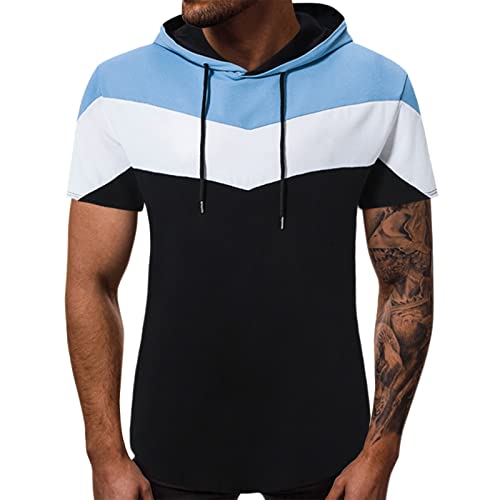 BIBOKAOKE Herren Hoodie T-Shirt Sommer Kurzarm mit Kapuze Workout Sport Fitness Kapuzenpullover Shirts Mode Einfarbig Muscle Shirt Freizeithemden Sweatshirt Männer Sport Shirts Hoody von BIBOKAOKE