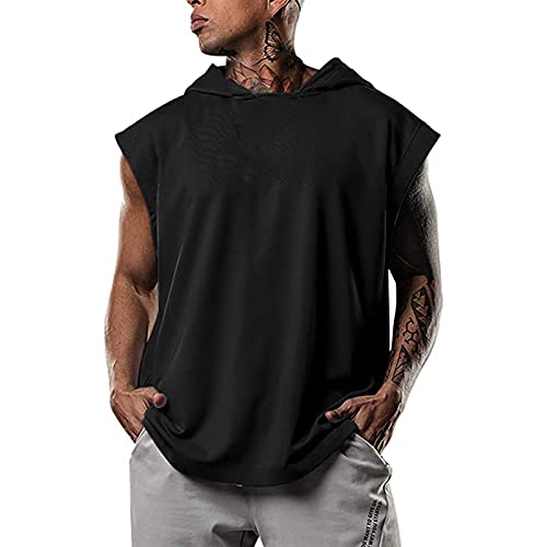 BIBOKAOKE Herren Hoodie T-Shirt Sommer Kurzarm mit Kapuze Workout Sport Fitness Kapuzenpullover Shirts Mode Einfarbig Muscle Shirt Freizeithemden Sweatshirt Männer Sport Shirts Hoody von BIBOKAOKE