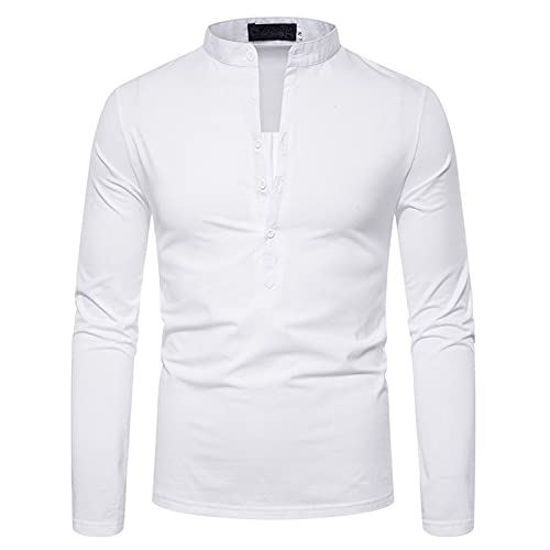 BIBOKAOKE Herren Langarm V-Ausschnitt Knöpfe Freizeithemd Einfarbig Regular Fit Langarmshirt Sportbekleidung Longsleeve Langärmeliges Dünne Basic Business Longshirt Fitness Sweatshirt von BIBOKAOKE