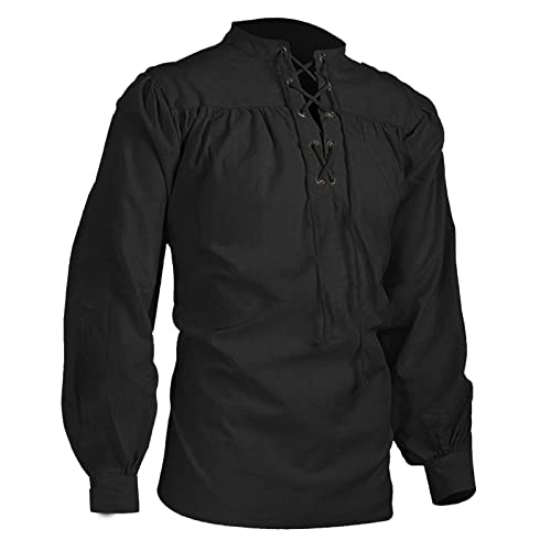 BIBOKAOKE Herren Mittelalter Hemd Gothic Freizeithemd Ethnic Style Vintage Langarmshirt Piratenhemd Barock Rüschenhemd Kostüm Cosplay Victorian Cross Bandage Schnürhemd Punk Kleidung, Schwarz2 BIBOKAOKE Herren Mittelalter Hemd Gothic Freizeithemd Ethnic Style Vintage Langarmshirt Piratenhemd Barock Rüschenhemd Kostüm Cosplay Victorian Cross Bandage Schnürhemd Punk Kleidung, Schwarz2 von BIBOKAOKE