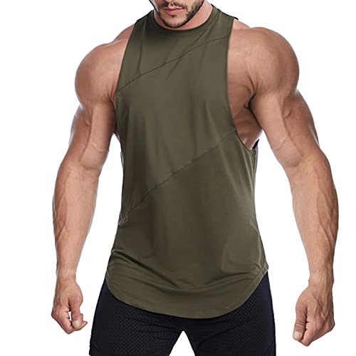 BIBOKAOKE Herren-Muskelshirt, ärmelloses Top Slim Fit Fitness Stringer Muscle Shirt Achselshirt Bodybuilder Funktionsshirt Dünne Atmungsaktiv Trainingsweste Prägnant Einfarbig Tank Tops von BIBOKAOKE