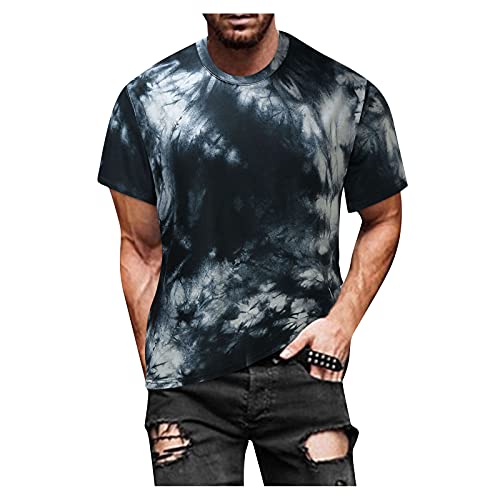 BIBOKAOKE Herren T-Shirt, Sommer Rundhals Kurzarm Fashion Tie Dye Printed T-Shirts Casual Slim Fit Basic Männer Shirts Crew Neck Kurzarmshirt Jungen O-Neck Sporthemden Cooles Male Sport Tops von BIBOKAOKE