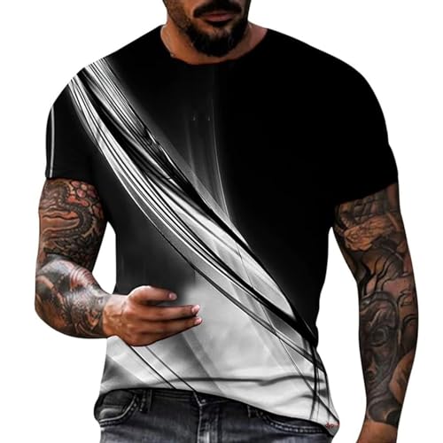 BIBOKAOKE Herren T-Shirt Klassischer Rundhals Kurzarm Fashion Vintage Bedrucktes Shirts Basic Regular Fit Crew Neck Kurzarmshirt Dünne Atmungsaktivität Männer T-Shirts Sommer Freizeithemd von BIBOKAOKE