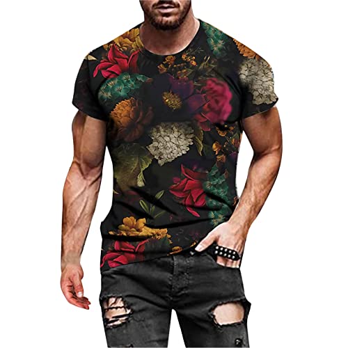 BIBOKAOKE Herren T-Shirt Klassischer Rundhals Kurzarm Fashion Vintage Bedrucktes Shirts Sommer Freizeithemd Basic Regular Fit Crew Neck Kurzarmshirt Dünne Atmungsaktivität Männer T-Shirts von BIBOKAOKE