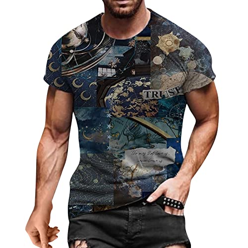 BIBOKAOKE Herren T-Shirt Klassischer Rundhals Kurzarm Fashion Vintage Bedrucktes Shirts Sommer Freizeithemd Basic Regular Fit Crew Neck Kurzarmshirt Dünne Atmungsaktivität Männer T-Shirts von BIBOKAOKE