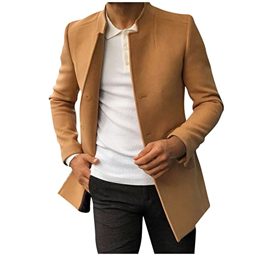 BIBOKAOKE Herren Windbreaker Jacke Herbst und Winter Freizeit Windjacke Mode Einreihig Coat Mittel und Lang Windabweisend Freizeitjacke klassisch Einfarbig Cardigan Herrenjacke Ubergangsjacke von BIBOKAOKE