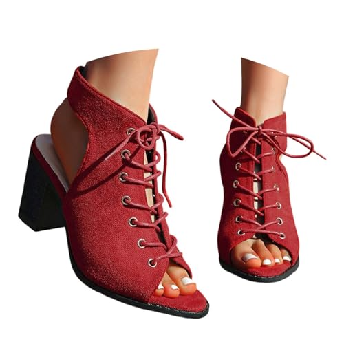 BIBOKAOKE High Heels Damen Plateau Sandalen mit Riemen und Blockabsatz Bequem Freizeitschuhe Lässige Sommerschuhe Flache Walkingschuhe Atmungsaktiv Sandalen Einfarbige Hausschuhe Elegant Sportschuhe von BIBOKAOKE