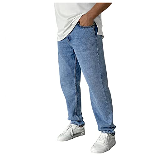 BIBOKAOKE Jeans Herren Einfarbig Loose Jeanshosen Casual Breite Hosen Mode Stretchdenim Hose Herrenjeans Lässige Denimhosen Sporthose Jeanshose Stretch-Denim Männer Jeans-Hose Denim Pants von BIBOKAOKE