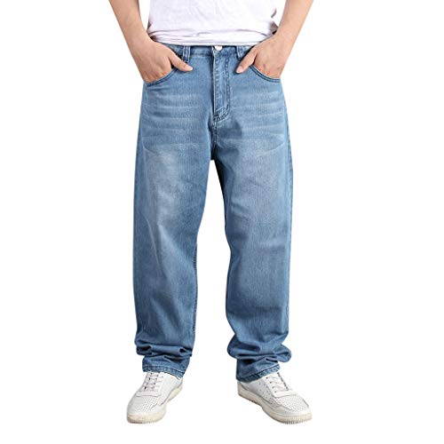 BIBOKAOKE Jeans Herren Einfarbig Loose Jeanshosen Casual Breite Hosen Mode Stretchdenim Hose Herrenjeans Lässige Denimhosen Sporthose Jeanshose Stretch-Denim Männer Jeans-Hose Denim Pants von BIBOKAOKE