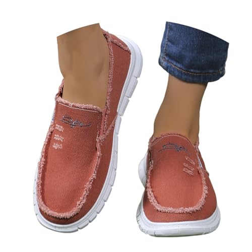 BIBOKAOKE Joggingschuhe Damen Freizeit Strandschuhe Mode Sandalen Elegant Schnell Trocknend Laufschuhe Weich Loafers Sommerschuhe Rutschfest Slip on Slides Leicht Stoffschuhe Komfort Leinenschuhe von BIBOKAOKE