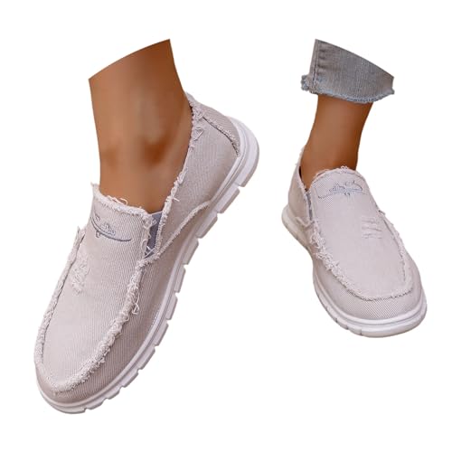 BIBOKAOKE Joggingschuhe Damen Freizeit Strandschuhe Mode Sandalen Elegant Schnell Trocknend Laufschuhe Weich Loafers Sommerschuhe Rutschfest Slip on Slides Leicht Stoffschuhe Komfort Leinenschuhe von BIBOKAOKE