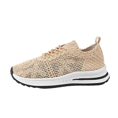 BIBOKAOKE Joggingschuhe Damen Freizeit Walkingschuhe Retro Hausschuhe Leicht Weich Sohlen Strandschuhe Rutschfest Schnell Trocknend Stoffschuhe Bequem Sommerschuhe Einfachheit Leinenschuhe von BIBOKAOKE