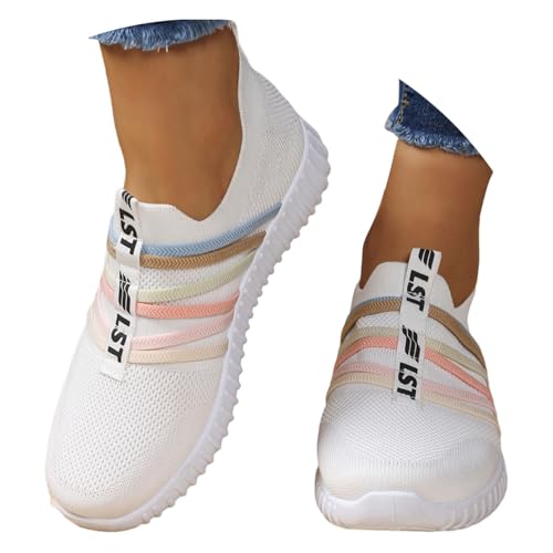 BIBOKAOKE Joggingschuhe Damen Rutschfest Sneaker Mode Sportschuhe Schnell Trocknend Turnschuhe Einfachheit Walkingschuhe Slip on Sommerschuhe Leicht Bequem Strandschuhe Freizeit Loafers von BIBOKAOKE