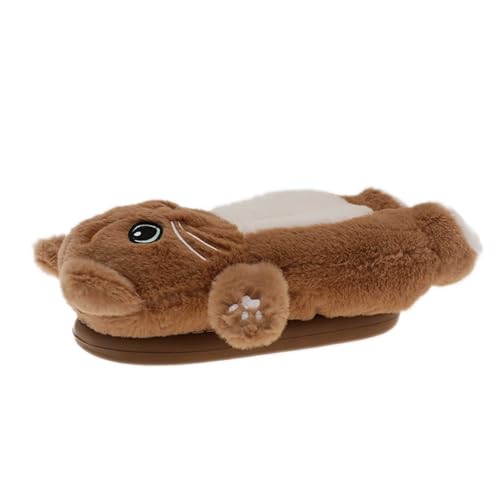 BIBOKAOKE Katzen-Design Hausschuhe Plüsch-Süße bequeme rutschfeste Slipper mit dicker Sohle Winter Tier Baumwoll Pantoffeln Hauspantoffeln für den Innenbereich von BIBOKAOKE