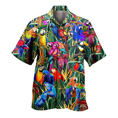 BIBOKAOKE Kurzarmhemden Herren, Stilvolles Bunt Palmen Bedrucktes Hawaii Hemd Dünne Casual Henley Shirt Loose Atmungsaktivit Sommer Freizeithemden Urlaub Strandhemd Basic Männer T-Shirts von BIBOKAOKE