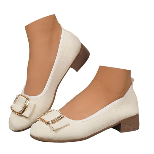 BIBOKAOKE Lederschuhe Damen Sommer Freizeitschuhe Mode Tanzschuhe mit Absatz Schnell Trocknend Strandschuhe Leicht Slip on Lederschuhe Wasserdicht Loafers Komfort Orthorinas Ballerina von BIBOKAOKE