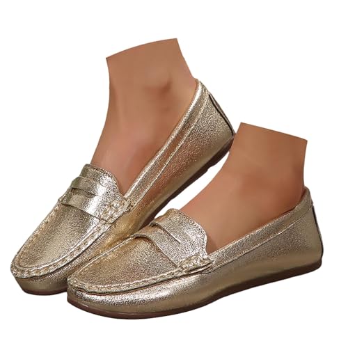 BIBOKAOKE Lederschuhe Damen Sommer Rutschfest Keilsandalen Mode Loafers Weite Slip on Joggingschuhe Leicht Turnschuhe Weich Sohlen Sandalen Elegant Schuhe Freizeit Sommerschuhe Lederschuhe von BIBOKAOKE