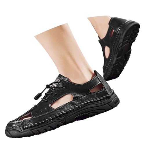 BIBOKAOKE Lederschuhe Herren Sommer Freizeit Joggingschuhe Mode Sandalen Weich Sohlen Laufschuhe Weite Strandschuhe Slip on Slides Komfort Hausschuhe Leicht Schuhe Elegant Schlappen von BIBOKAOKE