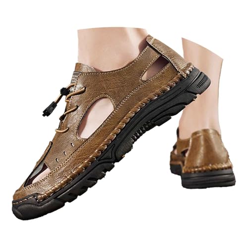 BIBOKAOKE Lederschuhe Herren Sommer Freizeit Joggingschuhe Mode Sandalen Weich Sohlen Laufschuhe Weite Strandschuhe Slip on Slides Komfort Hausschuhe Leicht Schuhe Elegant Schlappen von BIBOKAOKE