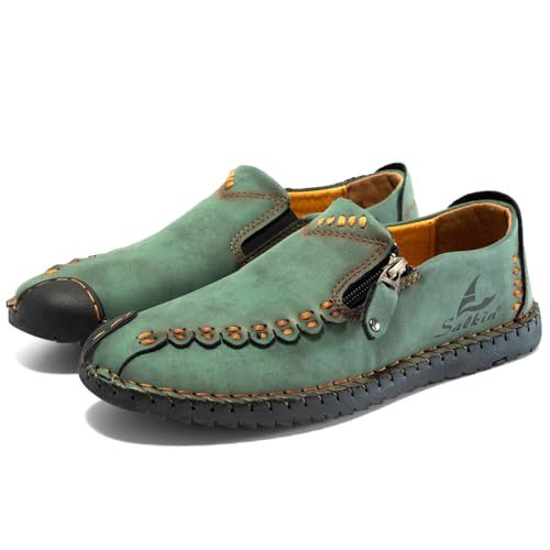 BIBOKAOKE Lederschuhe Herren Sommer Mode Bequem Freizeitschuhe Wasserdicht Weich Arbeitsschuhe Leicht Lederschuhe Komfort Schnell Trocknend Sommerschuhe Freizeit Weite Loafers Sneaker von BIBOKAOKE