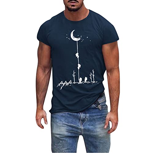 BIBOKAOKE Muskelshirt Herren Klassischer Rundhals Kurzarm Basic Slim Fit Trainingsshirt Vintage 3D Bedrucktes Kurzarmshirt Männer Crew Neck T-Shirts Streetstyle Soft Bequeme Muscle Shirt von BIBOKAOKE