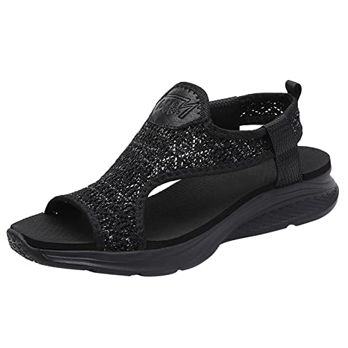 BIBOKAOKE Orthopädische Schuhe Damen Flache Sandalen Leicht Turnschuhe Freizeit Joggingschuhe Rutschfest Gesundheitsschuhe Weite H Barfuss Walkingschuhe Strick Sneaker Bequem Laufschuhe Strandschuhe von BIBOKAOKE