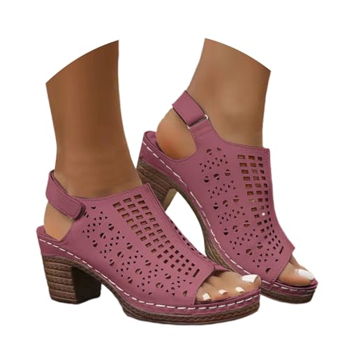 BIBOKAOKE Plateau Sandalen Damen Einfarbige Stoffschuhe mit Blockabsatz Leicht Fischmaul Freizeitschuhe Lässige Sandalen Orthopädische Sommerschuhe Bequem Joggingschuhe Strandschuhe Badeschuhe von BIBOKAOKE