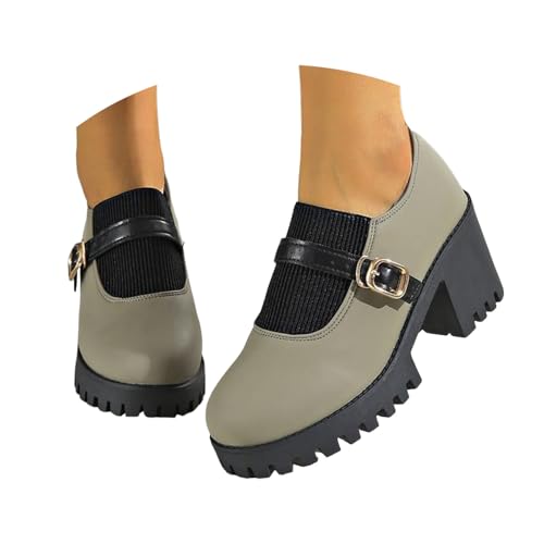 BIBOKAOKE Plateau Sandalen Damen Mode Lederschuhe mit Blockabsatz Loafers Freizeit Schuhe Tanzschuhe Mittelalter Schuhe Walkingschuhe Trekkingschuhe Rutschfest Sommerschuhe Elegant Abendschuhe von BIBOKAOKE