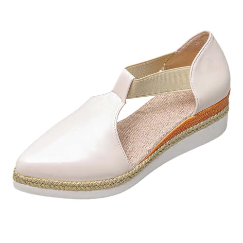 BIBOKAOKE Plateau Schuhe Damen Einfarbige Keilsandalen Mode Loafers Leicht Weich Sohlen Walkingschuhe Freizeit Schuhe Slip on Turnschuhe Weite Sandalen Rutschfest Joggingschuhe Bequem Strandschuhe von BIBOKAOKE
