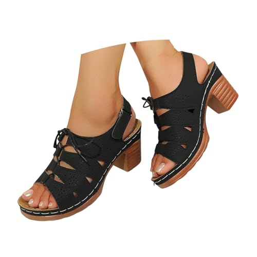 BIBOKAOKE Plateau Schuhe Damen Einfarbige Walkingschuhe mit Blockabsatz Mode Schuhe Wasserdicht Lederschuhe Freizeit Slip on Slides Rutschfest Hausschuhe Elegant Keilsandalen Komfort Strandschuhe von BIBOKAOKE