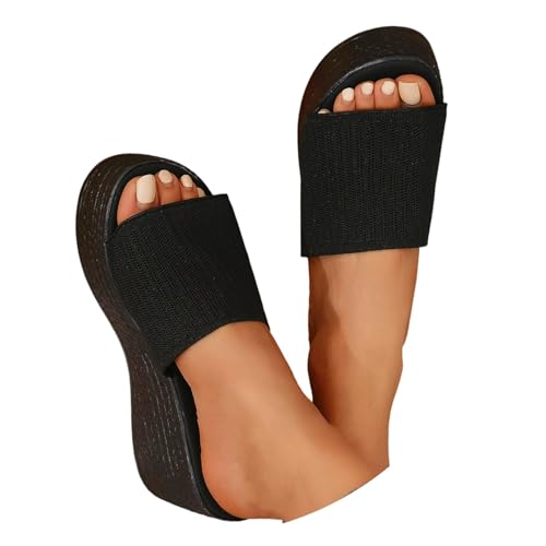BIBOKAOKE Plateau Schuhe Damen Elegant Leinenschuhe Retro Sommerschuhe Bequem Slip on Hausschuhe Weite Strandschuhe Wasserdicht Keilsandalen Schnell Trocknend Sportschuhe Einfachheit Joggingschuhe von BIBOKAOKE