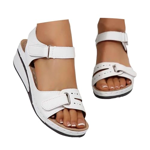 BIBOKAOKE Plateau Schuhe Damen Rutschfest Strandschuhe Retro Walkingschuhe Slip on Schuhe Leicht Sommerschuhe Bequem Schnell Trocknend Turnschuhe Freizeit Keilsandalen Einfachheit Hausschuhe von BIBOKAOKE