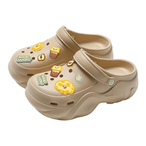 BIBOKAOKE Platform Clogs Damen Leicht Strandschuhe Rutschfest Schlappen Badeschuhe Wasserdicht Pantolette Sommerschuhe mit Ansteckern & Schuh Schmuck Plateau Hausschuhe Slip on Slipper von BIBOKAOKE