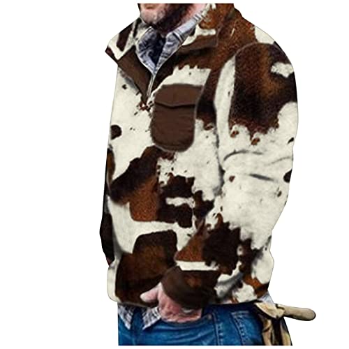 BIBOKAOKE Pullover Herren ohne kapuze Plüschmantel Camouflage Flauschige Plüsch Sweatjacke Plaid Teddy Fleece Sweatshirt Mantel Revers Kariert Fleecepullover Warm Rollkragenpulli Oberteile von BIBOKAOKE