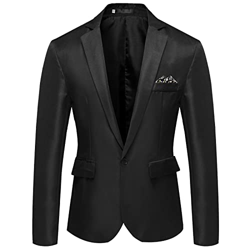 BIBOKAOKE Sakko Herren Sportlich Regular Fit Leinen Männer Blazer Modern Freizeit Jackett Anzugjacke Casual Slim Fit Leinen Jacke Herren Sakko Sportlich Freizeit Blazer Regular (08222-Black, XXXXL) von BIBOKAOKE