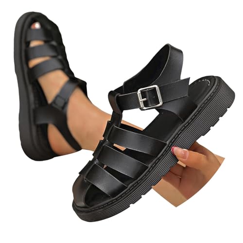 BIBOKAOKE Sandalen Damen Sommer Einfarbige Sneaker Rutschfest Sommerschuhe Freizeit Strandschuhe Wasserdicht Freizeitschuhe Leicht Walkingschuhe Fitnessschuhe Weich Sohlen Laufschuhe Lederschuhe von BIBOKAOKE