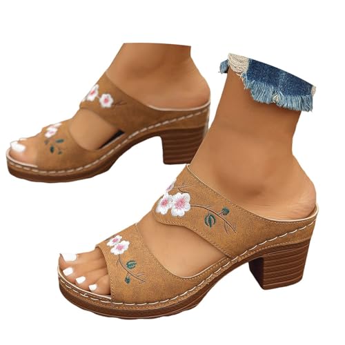 BIBOKAOKE Sandalen Damen Sommer Flache Schuhe mit Blumendekoration Atmungsaktiv Bestickte Freizeit Strandschuhe Bequem Sommerschuhe Wasserdicht Walkingschuhe Weich Hausschuhe Weite Slipper BIBOKAOKE Sandalen Damen Sommer Flache Schuhe mit Blumendekoration Atmungsaktiv Bestickte Freizeit Strandschuhe Bequem Sommerschuhe Wasserdicht Walkingschuhe Weich Hausschuhe Weite Slipper von BIBOKAOKE