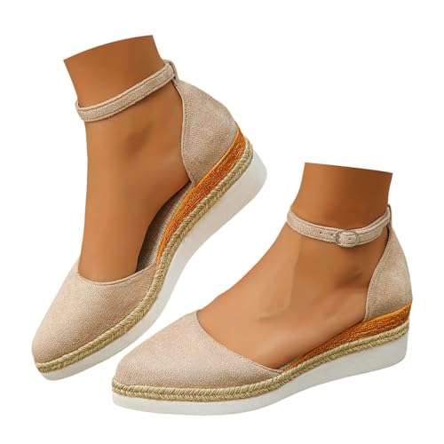 BIBOKAOKE Sandalen Damen Sommer Strand Plateau Sandalen Mode Freizeit Slip on Slides Sommerschuhe Samtschuhe Stoffschuhe Rutschfest Sandaletten Weite Hausschuhe Bequem Strandschuhe von BIBOKAOKE