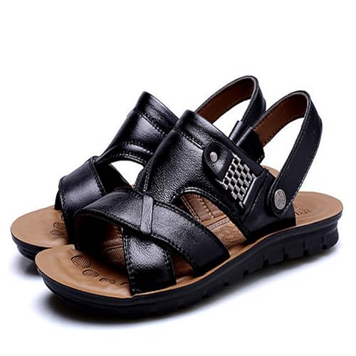 BIBOKAOKE Sandalen Herren Sommer Strand Elegant Strandschuhe Retro Lederschuhe Bequem Schnell Trocknend Walkingschuhe Weite Sportschuhe Freizeit Slip on Slides Wasserdicht Joggingschuhe von BIBOKAOKE