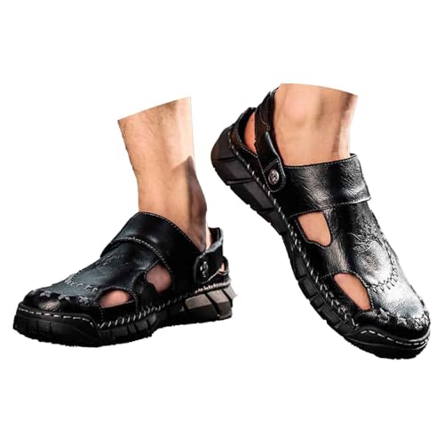 BIBOKAOKE Sandalen Herren Sommer Strand Freizeit Lederschuhe Retro Laufschuhe Schnell Trocknend Schuhe Weite Strandschuhe Weich Sohlen Joggingschuhe Komfort Sportschuhe Wasserdicht Turnschuhe von BIBOKAOKE