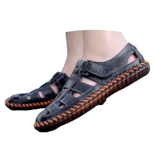 BIBOKAOKE Sandalen Herren Sommer Strand Freizeit Strandschuhe Mode Sportschuhe Leicht Slip on Schuhe Elegant Laufschuhe Schnell Trocknend Loafers Wasserdicht Walkingschuhe Weite Lederschuhe von BIBOKAOKE
