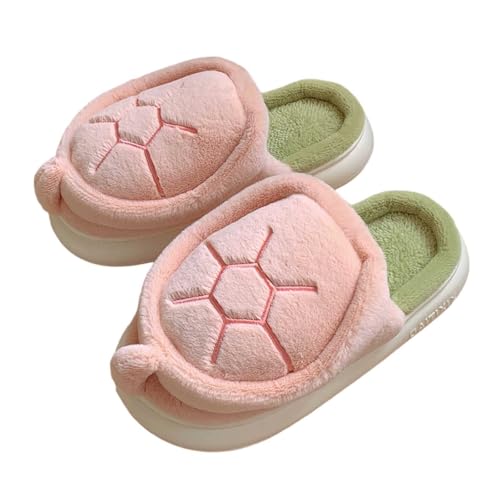 BIBOKAOKE Schildkröten Hausschuhe Plüsch-Süße bequeme rutschfeste Slipper mit dicker Sohle Winter Tier Baumwoll Pantoffeln Hauspantoffeln für den Innenbereich von BIBOKAOKE