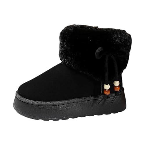 BIBOKAOKE Schneestiefel Damen Damenstiefel Warme Einfarbig Flacher Absatz Winterstiefel Schlupfschuhe Übergangsstiefel Boots Einfarbig von BIBOKAOKE