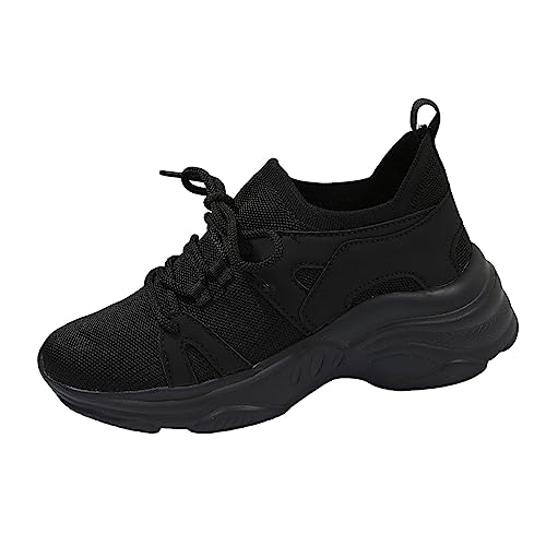 BIBOKAOKE Schwarze Turnschuhe Damen 41 Sportschuhe Atmungsaktiv Leichte Joggingschuhe Freizeitschuhe Plateauschuhe Sneaker Damen Schwarz Elegant Straßenlaufschuhe Bequeme Walkingschuhe von BIBOKAOKE