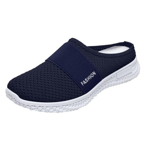 BIBOKAOKE Slipper Damen Flache Sneaker mit Weich Sohlen Plateau Hausschuhe Gewebte Mesh Gartenschuhe Atmungsaktiv Badeschuhe Bequem Sportschuhe Leicht Turnschuhe Slip on Pantolette Leinenschuhe von BIBOKAOKE