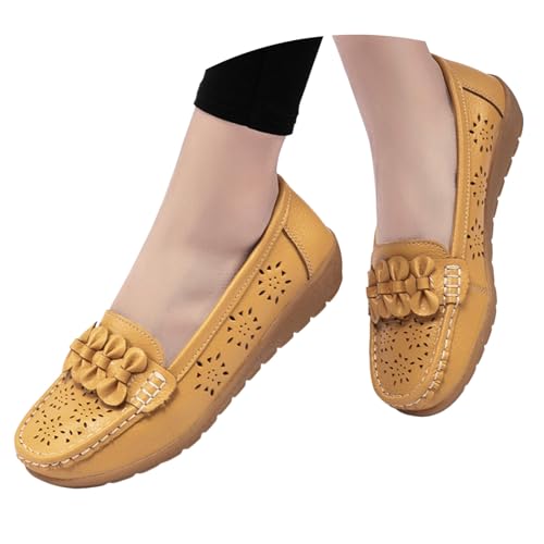 BIBOKAOKE Slipper Damen Flache Sommerschuhe Rutschfest Joggingschuhe Freizeit Sandalen Wasserdicht Schuhe Elegant Slip on Loafers Plateau Wasserschuhe Schnell Trocknend Tanzschuhe Weich Slipper von BIBOKAOKE
