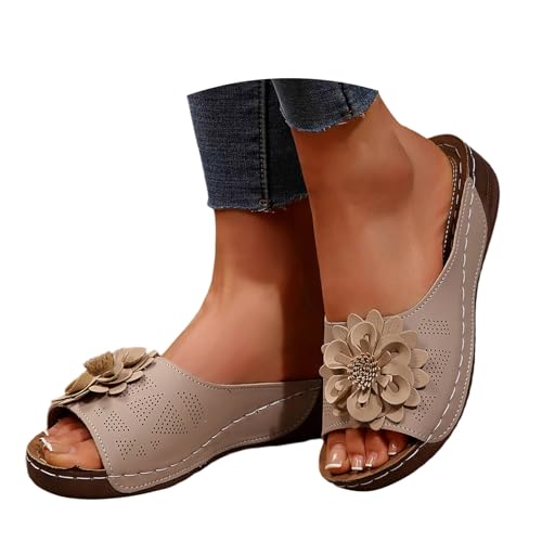 BIBOKAOKE Slipper Damen Keilsandalen Freizeit Fitnessschuhe Wasserdicht Slides Elastic Schuhe Bequem Strandschuhe Leicht Schnell Trocknend Abendschuhe Weich Stoff Weich Laufschuhe Turnschuhe von BIBOKAOKE
