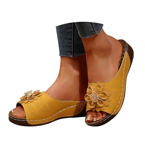 BIBOKAOKE Slipper Damen Keilsandalen Freizeit Fitnessschuhe Wasserdicht Slides Elastic Schuhe Bequem Strandschuhe Leicht Schnell Trocknend Abendschuhe Weich Stoff Weich Laufschuhe Turnschuhe von BIBOKAOKE